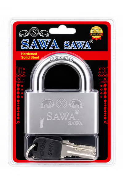 SAWA قفل أمان معدني شديد التحمل مقاس 70 مم مع 3 مفاتيح - متعدد الأغراض ومقاوم...
