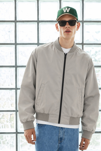 DAMGA JEANS Men's Zippered Bomber Seasonal Stone Raincoat