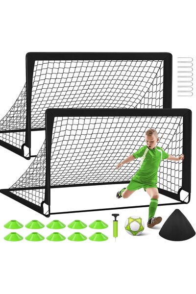 MIAOKe مرمى كرة قدم للفناء الخلفي، 2 مرمى كرة قدم محمول بحجم 4×3 قدم، معدات ت...