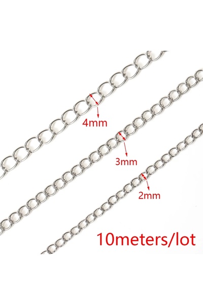 Choice 2x3mm Steel 10meter/roll Stainless Steel Chain Basic Bluk Chains For D...