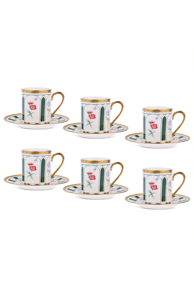 Aryıldız Best 12 Parça 6 Kişilik Kahve Fincan Takımı Yeşil 90 ml