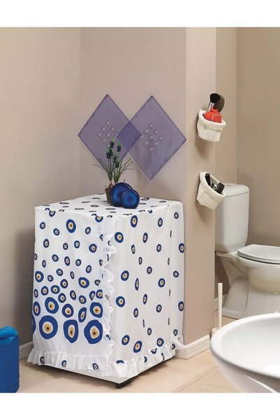 Evdy Washing Machine Cover with Water Repellent Feature - Evil Eye Blue White