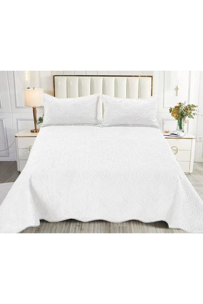 OEM Double Bedspread and 2 Pillowcases, Quilted Model, Plain, 3 pieces, 2 per...