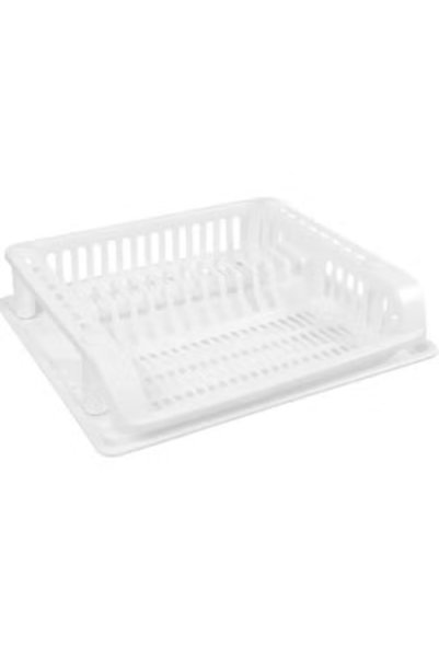 Generic Plastic Dish Drainer Rack with Drain Tray for Kitchen, White