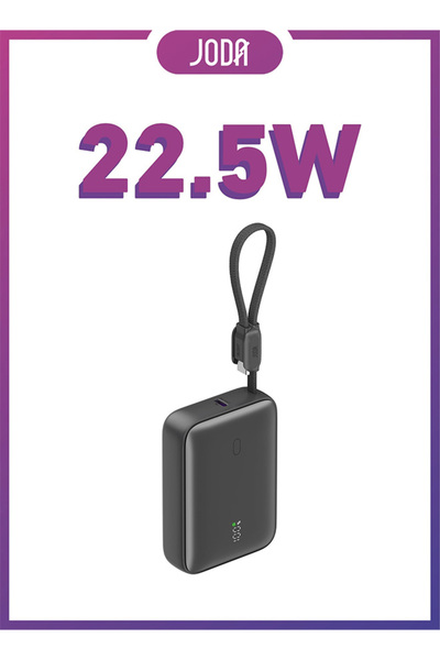 Joda Power Bank Gudea Halo 10 10000Mah 22.5W with Built-In Cable Black