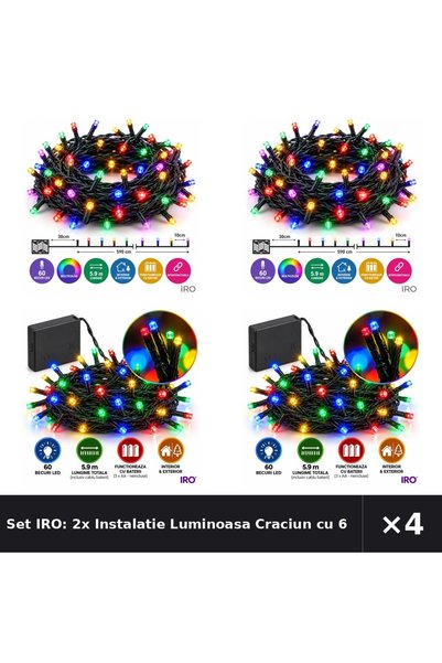 IRO Set IRO: 2x Instalatie Luminoasa Craciun cu 60 LED-uri + Instalatie Lumin...
