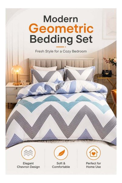 Generic Brand Al LIFE Modern Geometric Bedding Set With Duvet Cover & Matchin...
