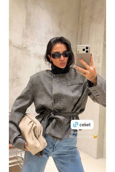 Butik Beyza منقوشة منقوشة سترة مربوطة