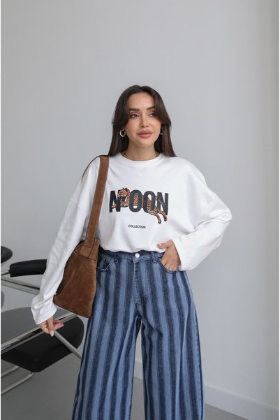 Havoş Ecru Tiger Printed Sweatshirt