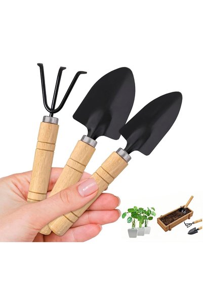 Generic مجموعة أدوات الحدائق الصغيرة 3 قطع: مجرفة صغيرة ومشط ومجرفة يدوية بمق...