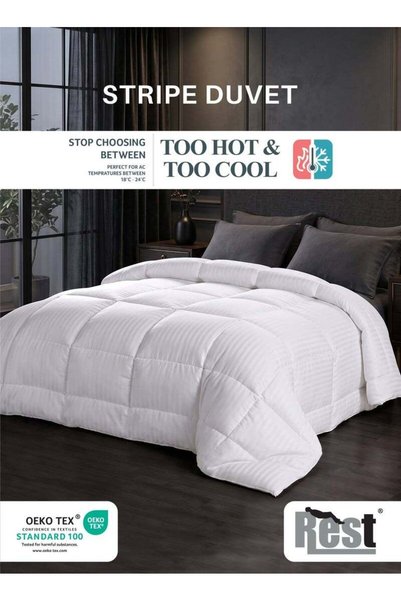 Generic Brand REST Retro Stripe Duvet White 240x260cm - Ultra Soft Microfiber...
