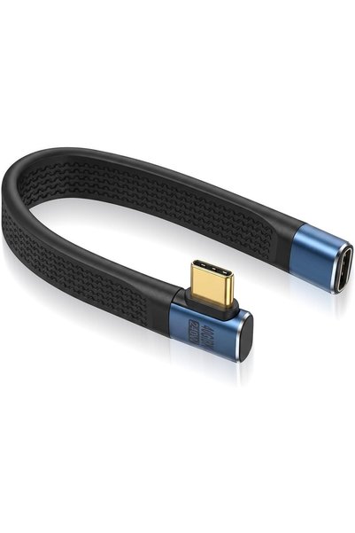 Generic Right Angle USB C Male to Female Extender Cord, PD 240W, Flat Short U...