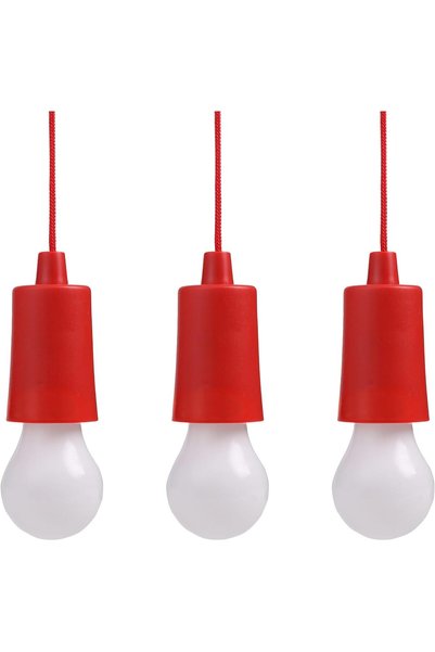 Generic مصباح معلق LED أحمر مع 3 مصابيح وسلك سحب بطول 1 متر