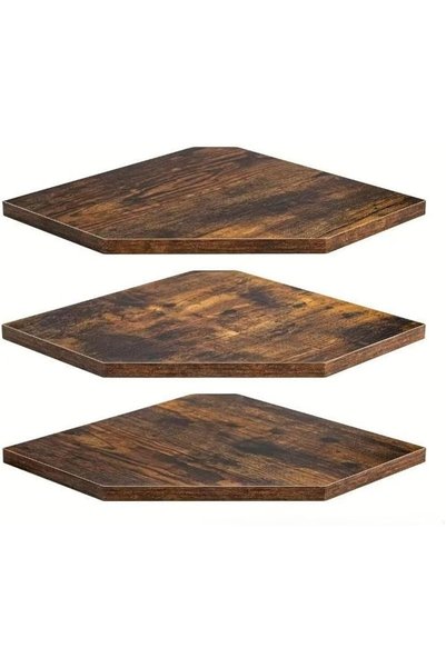 Generic Rustic Floating Corner Shelves Wall Mounted, Set of 3 Space-Saving Wo...