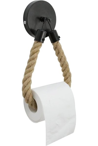 Generic Rope Toilet Paper Holder Vintage Wall-Mounted Toilet Roll Holder Indu...