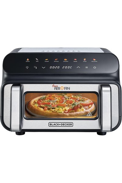 Generic فرن بيتزا وشواية BLACK+DECKER 5 في 1، سعة 10.5 لتر، لوحة تحكم LED تعم...