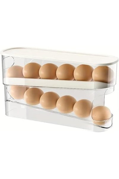 Generic موزع بيض دوار من طبقتين، حاوية تخزين بيض للثلاجة ذاتية الدوران، موزع ...