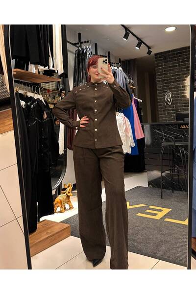 NOXS Women's Brown Suede Two-Piece Suit