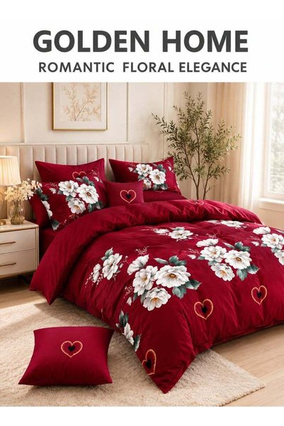 Generic Brand GOLDEN HOME King/Queen/Singe Size 6pcs Luxury Floral Duvet cove...