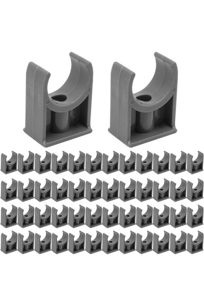 Generic 50Pcs Dark Gray U-Shaped PVC Pipe Clamp, Water Plastics Pipe Clamps S...