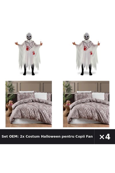 OEM Set OEM: 2x Costum Halloween pentru Copii Fantoma 6 Ani + Lenjerie de pat...