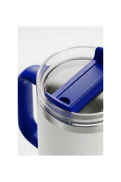 United Colors of Benetton Benetton Stainless Steel Thermos 900 ml with Straw and Handle for Sports and Car Interior Cream Blue Be-Kct100-Km