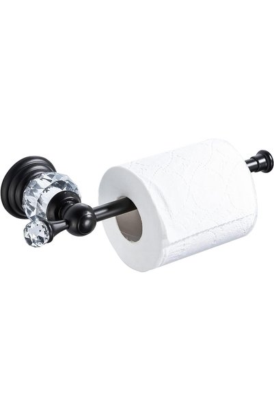 Generic حامل ورق التواليت الكريستالي، حامل ورق التواليت الأسود، إكسسوارات حما...