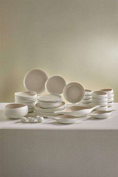Karaca Earth Collection Clay Shiny Beige 55 Parça 12 Kişilik Yemek Takımı
