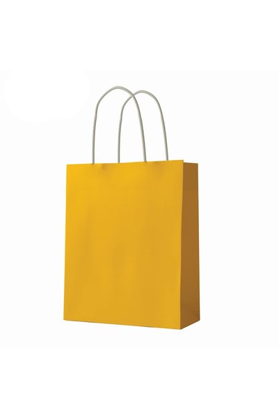 S COOL Set de 12 pungi de hârtie craft, galbene, 26x32x12 cm, 150 g - S-COOL