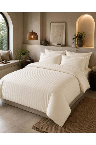 Generic Brand Aristocrat 6-Piece Stripe Microfiber Duvet Cover Set - Single -...