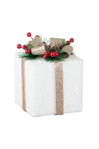 OEM Cadou Decorativ de Crăciun din Spumă Albă, Glitter Bej Șampanie și Vâsc, ...