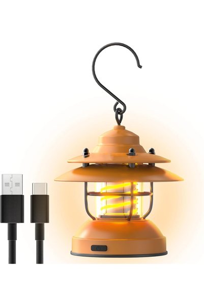 Generic فانوس تخييم صغير بإضاءة LED، مصباح تخييم دافئ قابل لإعادة الشحن بتصمي...