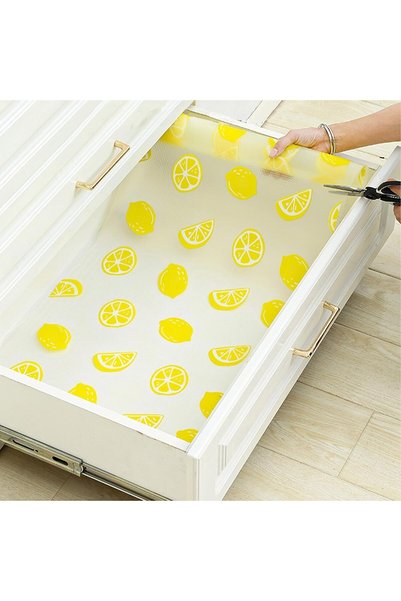 Generic Shelf Liner, 45 x 150 cm Lemon Shelf Liner for Kitchen Cabinets, Wate...