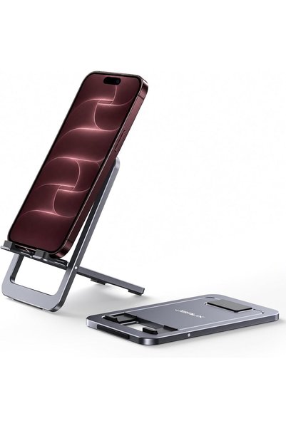 Generic Cell Phone Stand, Foldable Aluminum Adjustable Phone Holder, Grey