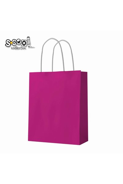S COOL Set de 12 pungi de hârtie craft, Roz, 26x32x12 cm, 150 g - S-COOL