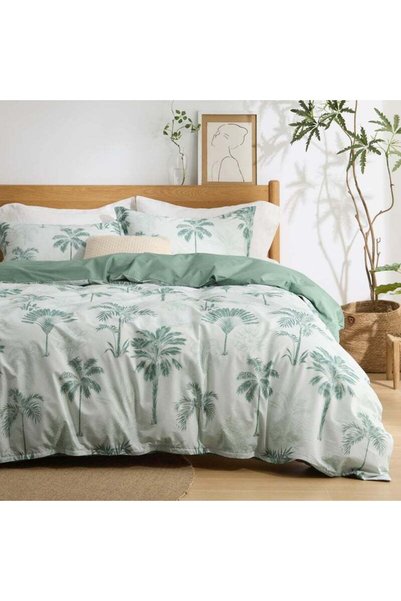 Generic Brand Bedsure 100% Cotton Reversible Floral Queen 3 Pcs Duvet Cover S...