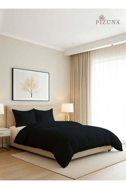 Generic Brand Pizuna Pure Combed Cotton Duvet Cover Double 200x200 cm Black, ...