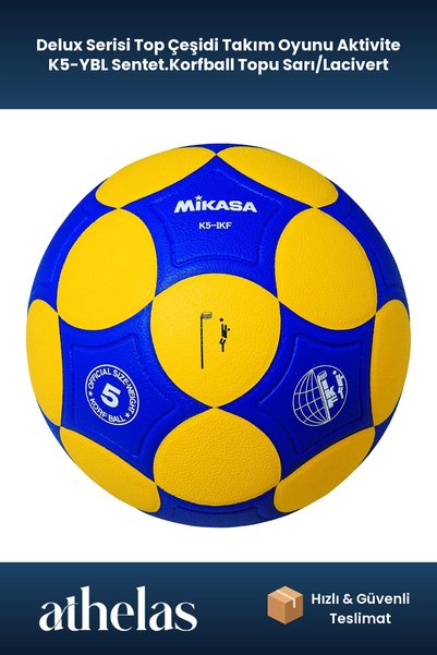 Athelas Delux Serisi Top Çeşidi Takım Oyunu Aktivite K5-YBL Sentet.Korfball Topu Sarı/Lacivert