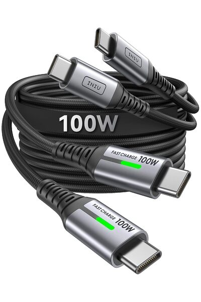 Generic كابل Type C بطول 1 متر، عبوة من قطعتين، كابل شحن سريع USB C بقوة 100 ...