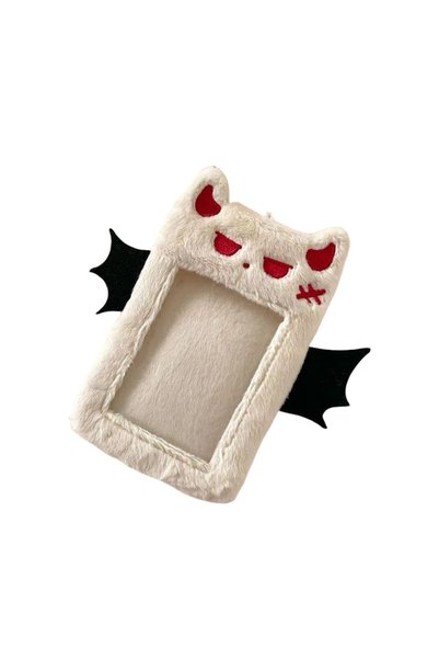 Choice WHITE Cartoon Devil Plush Photocard Case Photo ID Credit Band Card Hol...