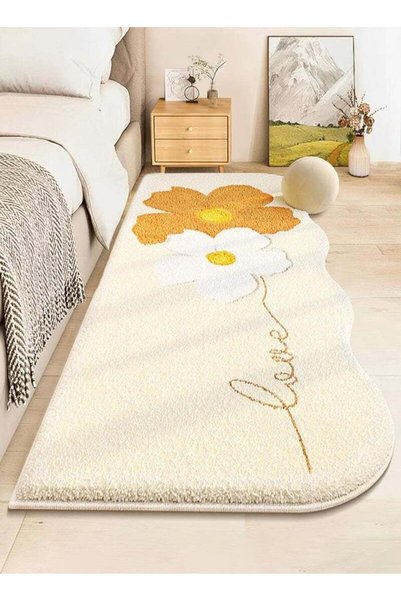 Generic Brand LOOPITYS Small Fresh Flower Imitation Cashmere Carpet Bedside C...
