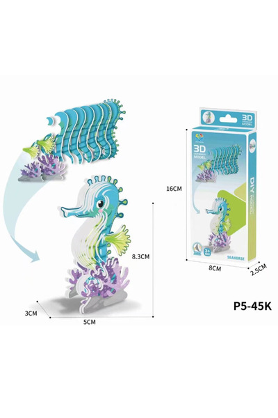 Choice Seahorse 3D Animal Puzzle for Kids - DIY Dinosaur Ocean Safari Paper C...