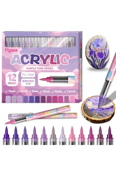 Choice 05 12 Colors Acrylic Paint Markers Soft Brush Tip DIY Acrylic Marker P...
