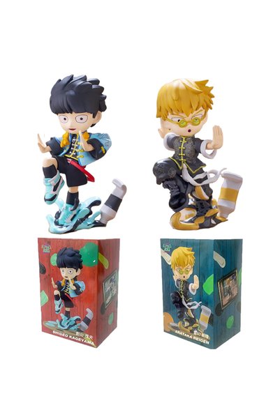 BANDAI 2pcs with box Mob Psycho 100 Anime Figures Gk Reigen Arataka Q Edition...