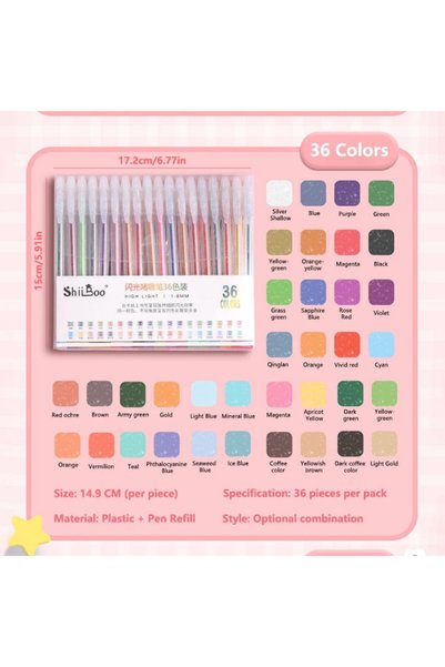 Choice 36 COLORS 8-60 Colors Glitter Gel Pen 1.0mm Metal Glitter Color Ballpo...