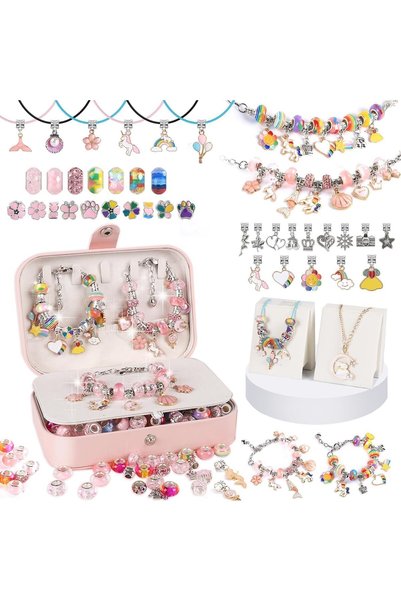 Generic Bracelet Making Kit for Girls,132PCs Pink&Rainbow Charm Bracelets Kit...