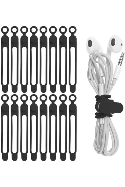 Generic Silicone Cable Ties, Cord Organizer Cable Management(16Pcs-Black)