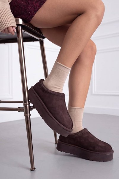 NAVİSHOES Γυναικεία κοντά μποτάκια με χοντρό τακούνι και γούνα UG03NAV