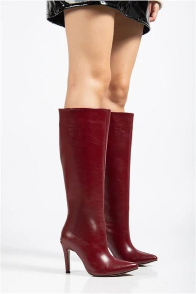 Şeker Portakalım Women's Balanced Long Wrinkled Patent Leather Lightweight Boots