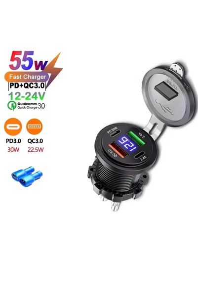 Kebidumei شاحن سيارة USB بـ 4 منافذ بدون كابل، منفذ USB مزدوج بتقنية QC3.0 مع...